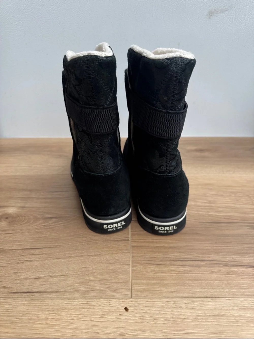 Sorel Black Suede Shearling-Trim Winter Boot